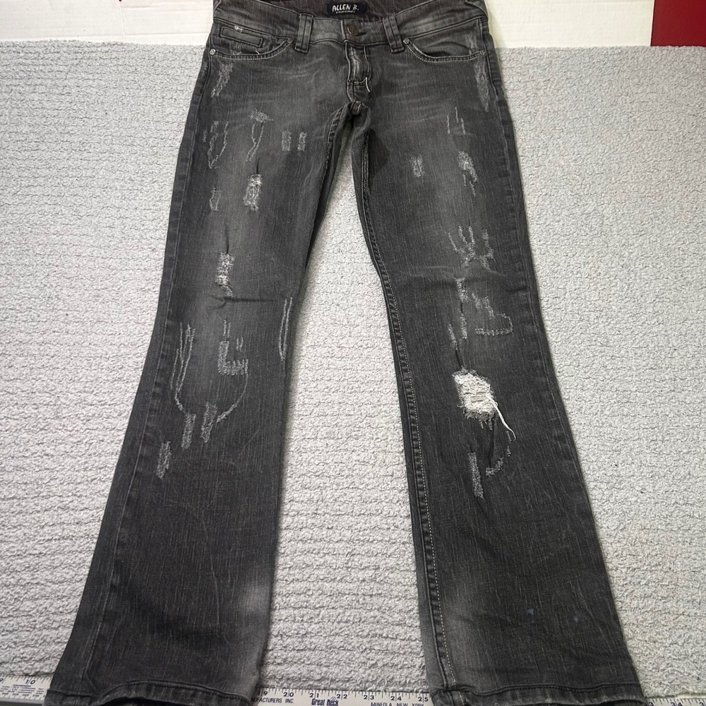 Allen B. Distressed Flare Jeans 31 Black Grunge Indie Sleaze Y2K Rockstar